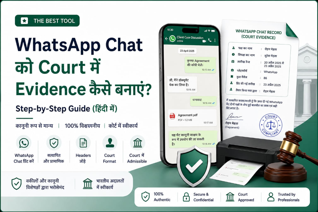 Court Ke Liye WhatsApp Chat PDF Kaise Banaye - 5 Minute Mein Court Ready