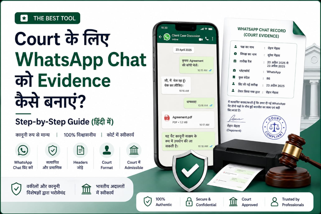 Court Ke Liye WhatsApp Chat Print Kaise Kare - Professional Printout Guide