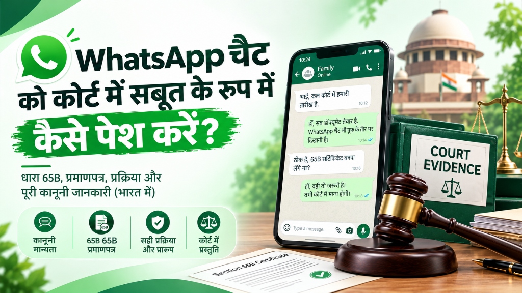 व्हाट्सएप चैट को कोर्ट में सबूत कैसे बनाएं — BSA 2023 Section 63 पूरी गाइड (Hindi)