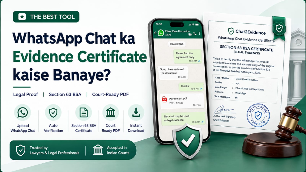 WhatsApp Chat Ka Certificate Kaise Banaye - Section 63 BSA Guide in Hindi