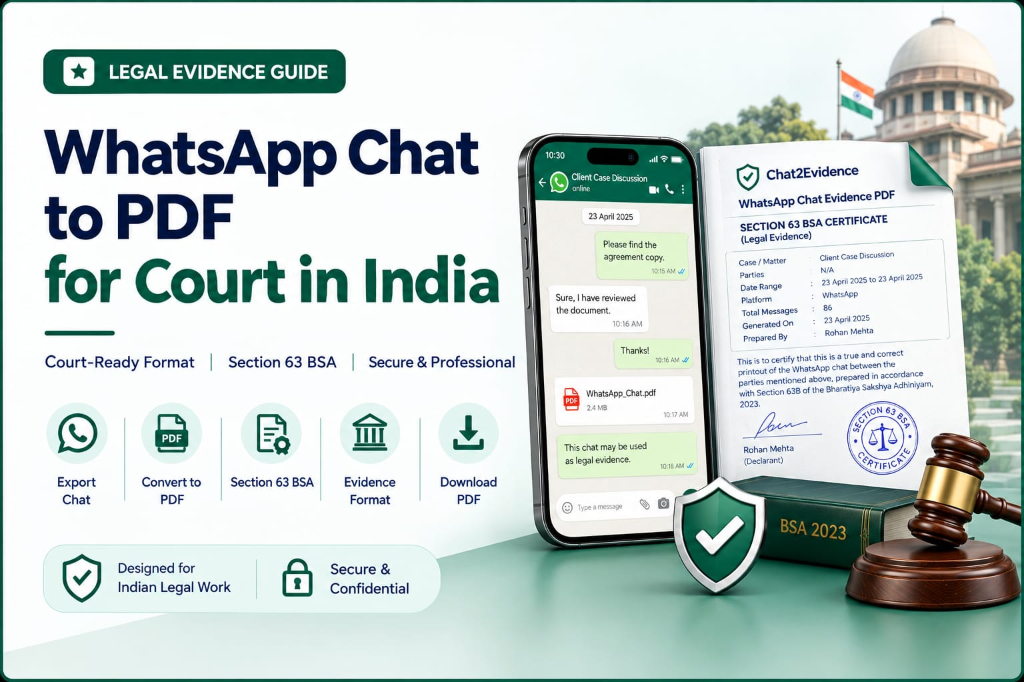 WhatsApp Chat to PDF for Indian Courts: Every Method Compared - 2026 Guide