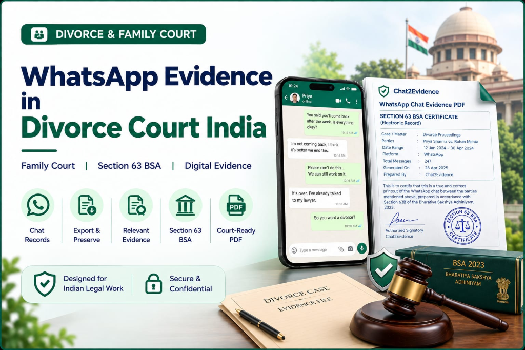 WhatsApp Evidence in Divorce & Matrimonial Court India - Complete 2026 Guide
